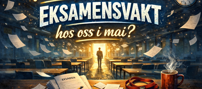 et bord med klokke og kaffekopper på